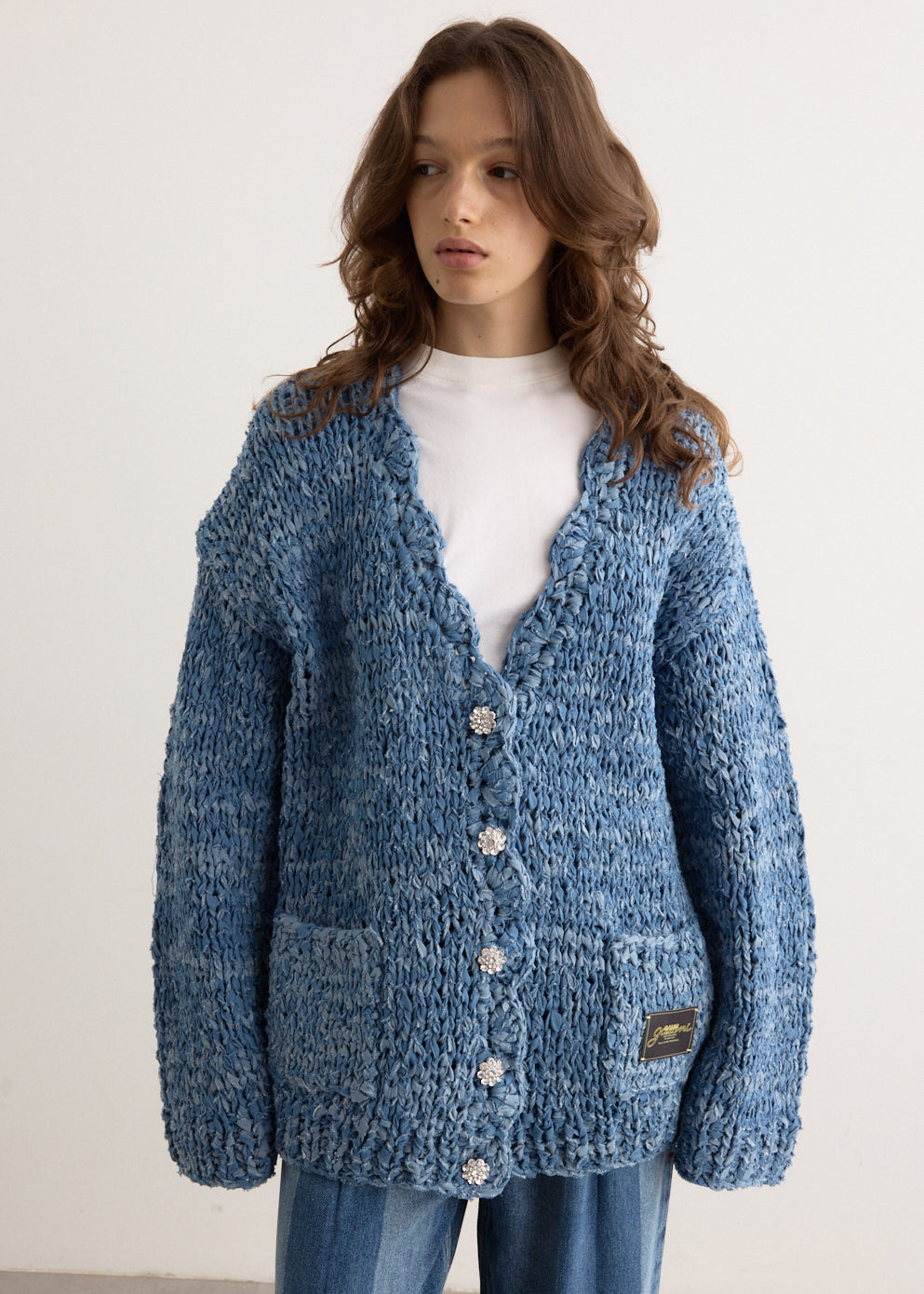 Denim Handknit Cardigan