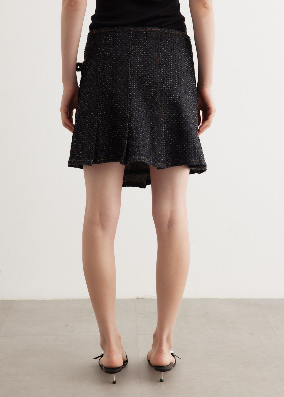 Fluffy Denim Wrap Mini Skirt