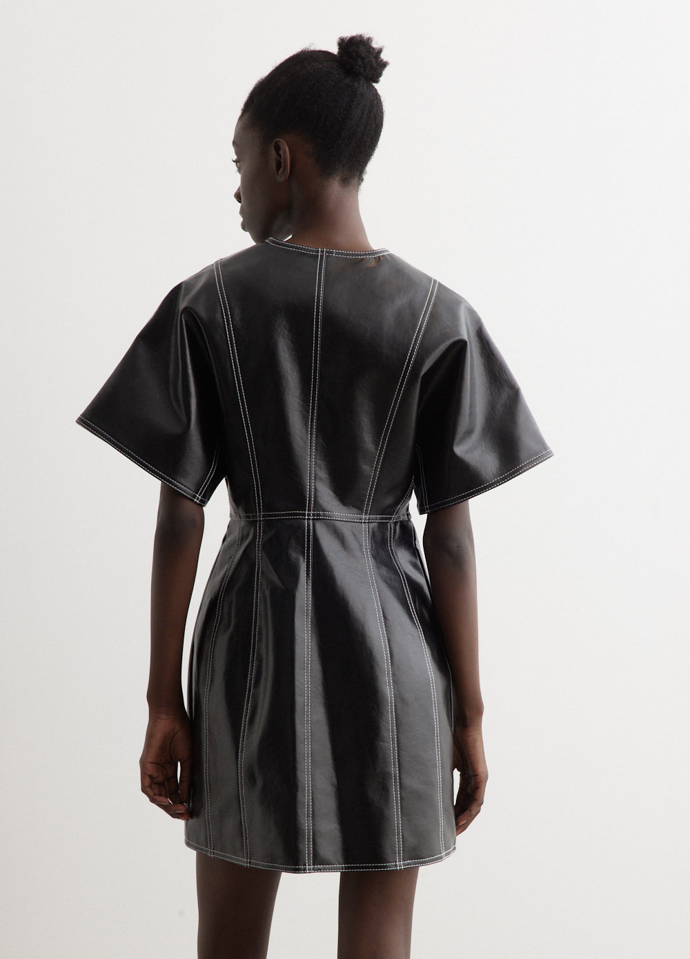 Future Coated Fitted Shaped Sleeve Mini Dress