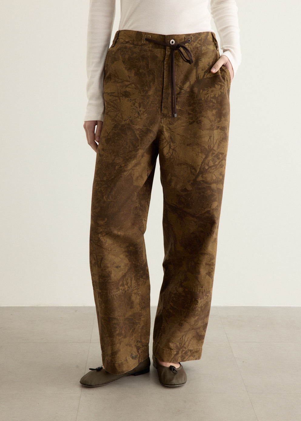 Washed Cotton Wide Pants