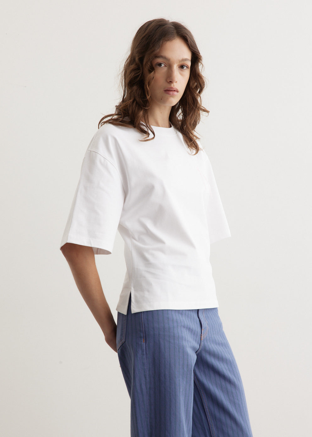 Heavy Cotton Drop Shoulder Waisted T-Shirt