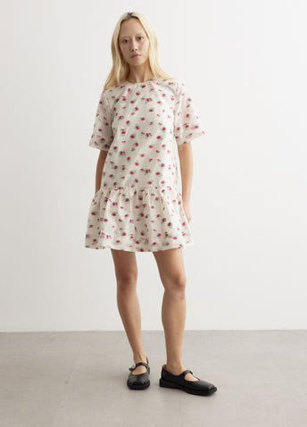 ganni jacquard organza mini dress Ganni GREY FLORAL PRINTED ORGANZA JACQUARD MINI DRESS