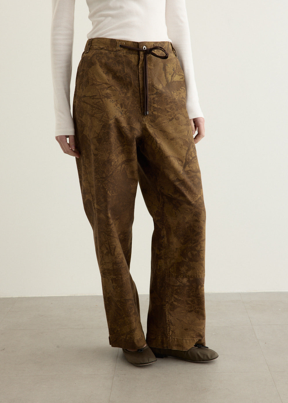 Washed Cotton Wide Pants
