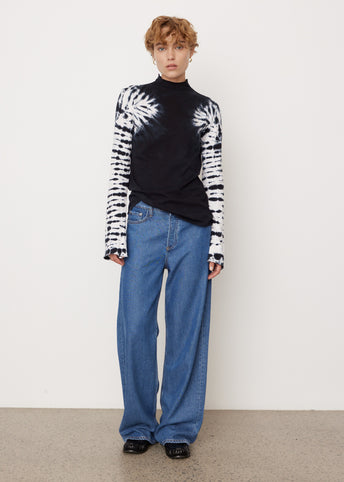 Streak Dye Raised Neck T-Shirt