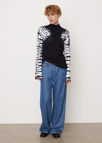 Streak Dye Raised Neck T-Shirt