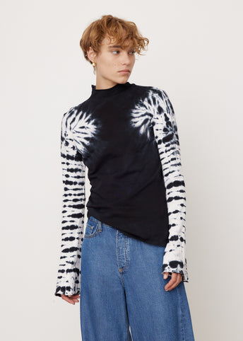Streak Dye Raised Neck T-Shirt