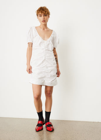 Gathered U-Neck Mini Dress
