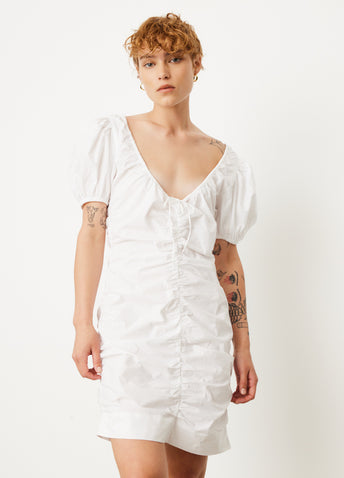 Gathered U-Neck Mini Dress