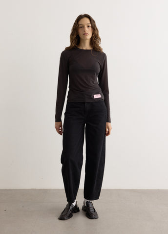 Sheer Mesh Jersey Long Sleeve Top