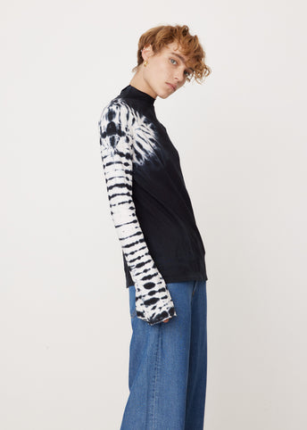 Streak Dye Raised Neck T-Shirt