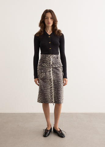 Cotton Tweed Midi Skirt