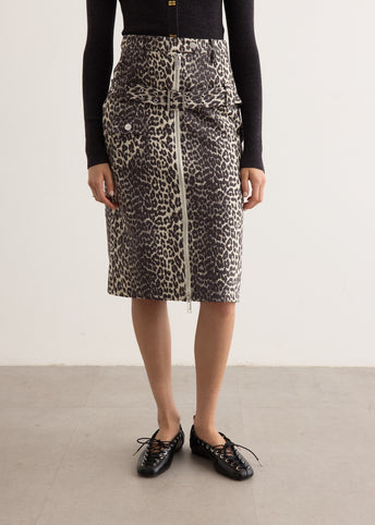 Cotton Tweed Midi Skirt