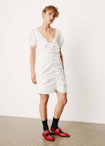 Gathered U-Neck Mini Dress