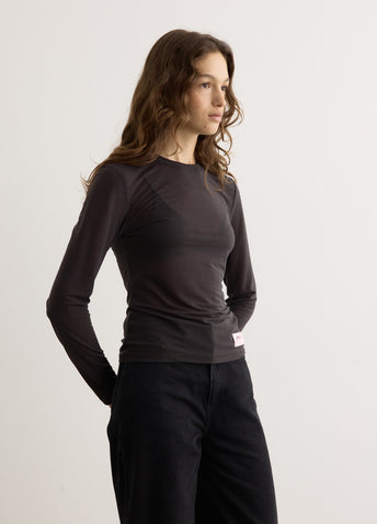 Sheer Mesh Jersey Long Sleeve Top