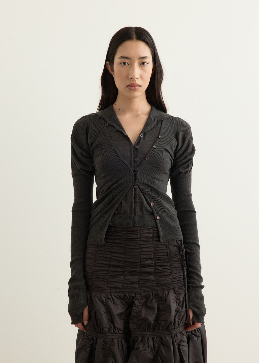 Layered Fitted Knit Cardigan