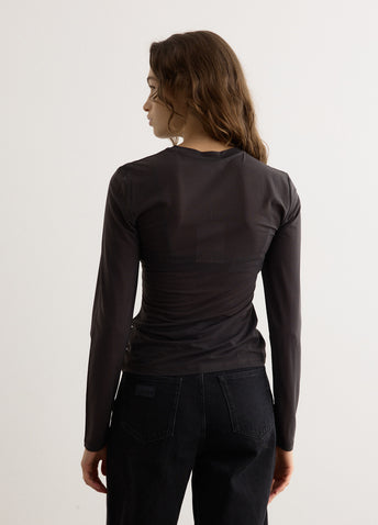 Sheer Mesh Jersey Long Sleeve Top