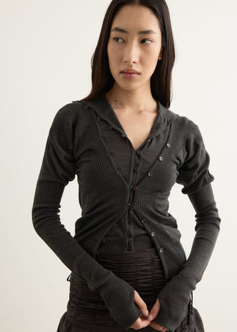 Layered Fitted Knit Cardigan