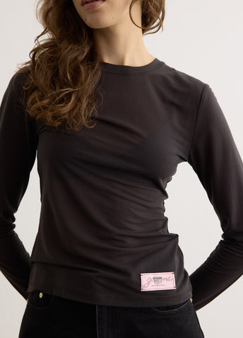 Sheer Mesh Jersey Long Sleeve Top