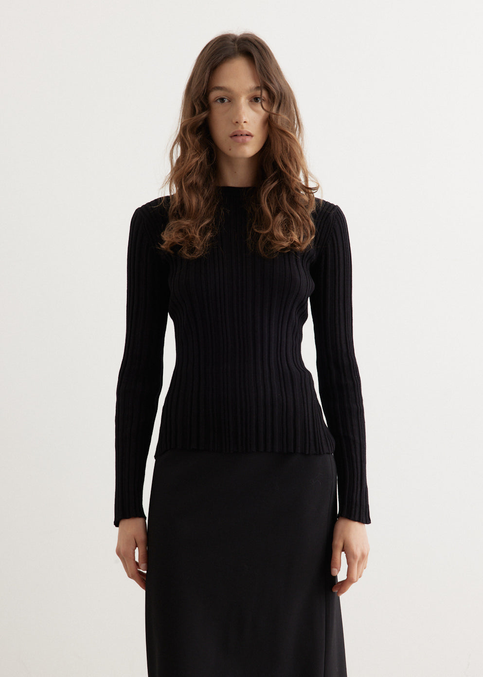 Loulou Studio - Elsa Rib Long Sleeve Top - Tank,Specials : American Fashion Style Bags On Sale Loulou Studio - Elsa Rib Long Sleeve Top - Tank,Specials : American Fashion Style Bags On Sale