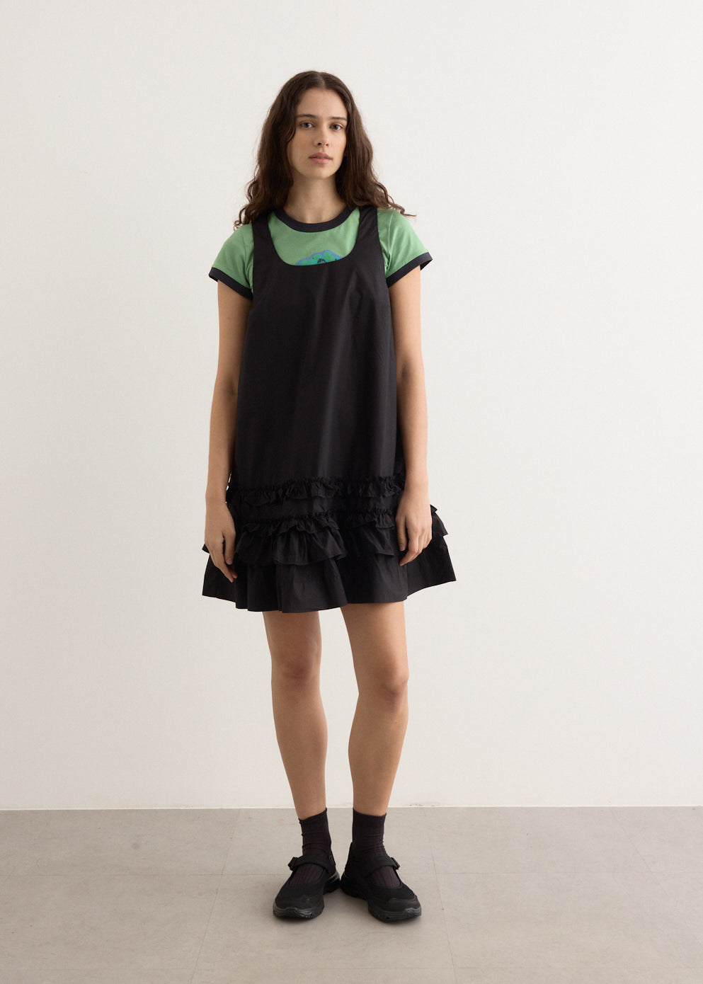 Cotton Poplin U-Neck Mini Dress