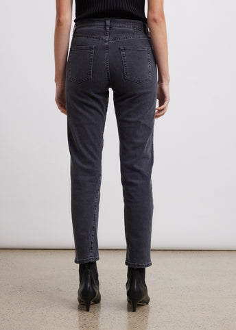 SS25【TOTEME】Washed Grey Organic Cotton Jeans twisted seams Twisted seam denim full length mid grey – TOTEME