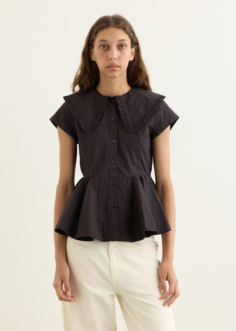 Stretch Cotton Peter Pan Collar Shirt