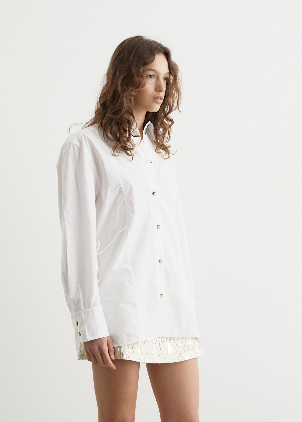 売れ筋商品|||サンクチュアリー カットソー トップス レディース Women's Cotton All Day Eyelet Tie-Front Tee Bleached White Corinne Poplin Blouse | Marciano