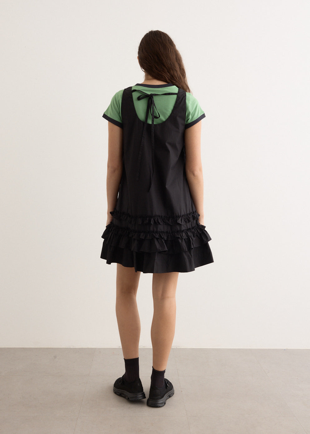 Cotton Poplin U-Neck Mini Dress