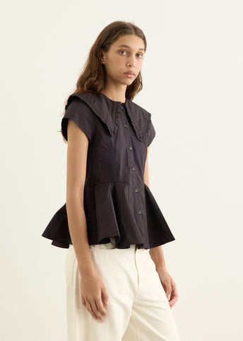 Stretch Cotton Peter Pan Collar Shirt
