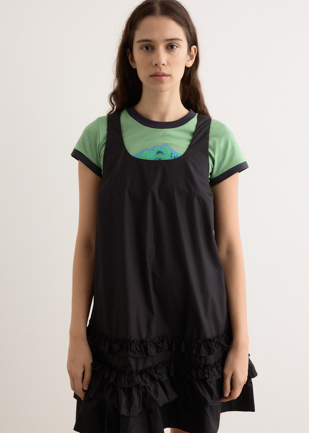 Cotton Poplin U-Neck Mini Dress