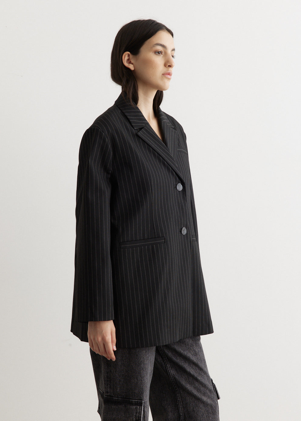 Stretch Stripe Oversized Blazer