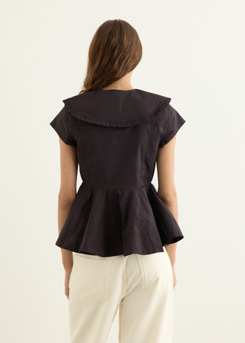 Stretch Cotton Peter Pan Collar Shirt