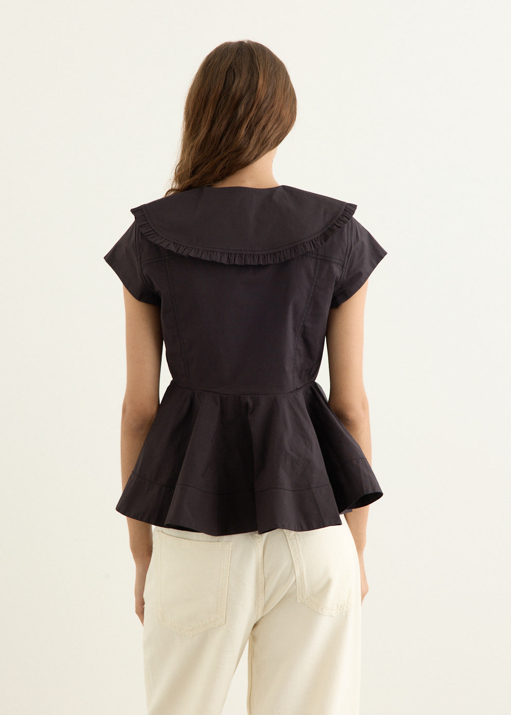 Stretch Cotton Peter Pan Collar Shirt