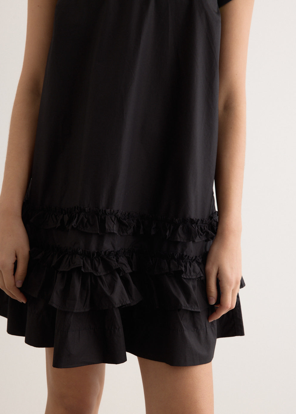 Cotton Poplin U-Neck Mini Dress