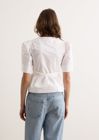 Washed Stretch Cotton Tie Strap Blouse
