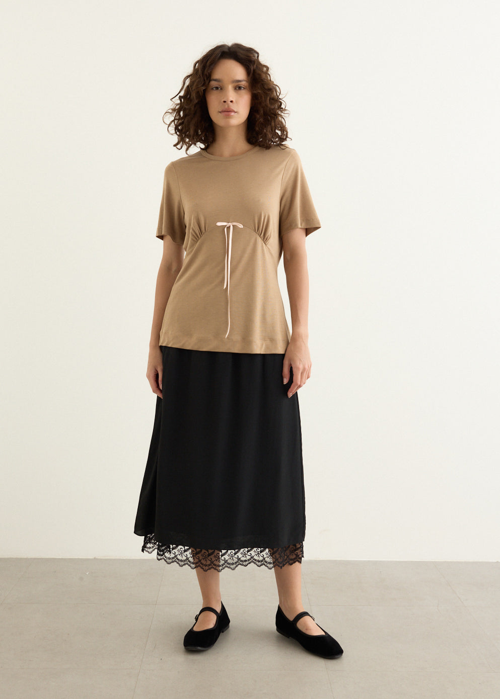 Gathered Bust Bow T-Shirt