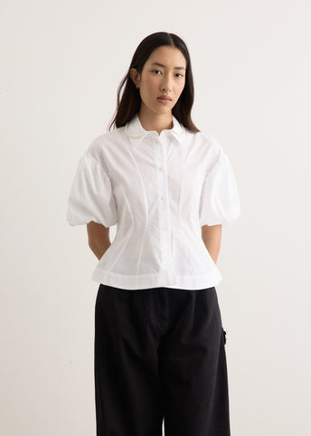 Cropped Ruffle Puff Sleeve Shirt