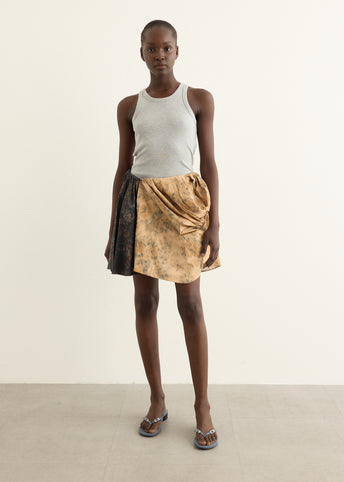 Printed Stretch Cotton Draped Mini Skirt