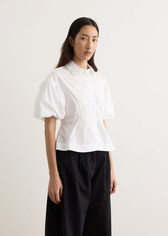 Cropped Ruffle Puff Sleeve Shirt