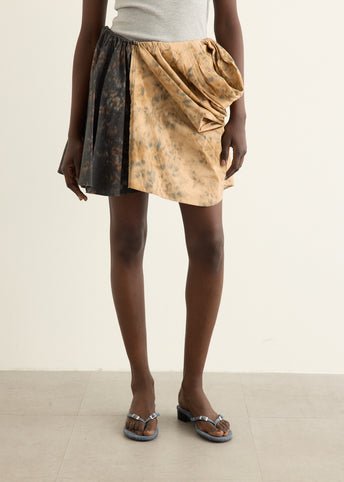 Printed Stretch Cotton Draped Mini Skirt