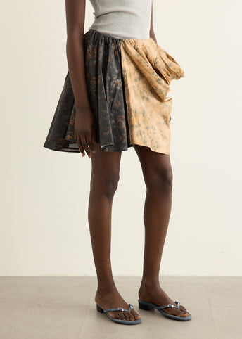 Printed Stretch Cotton Draped Mini Skirt