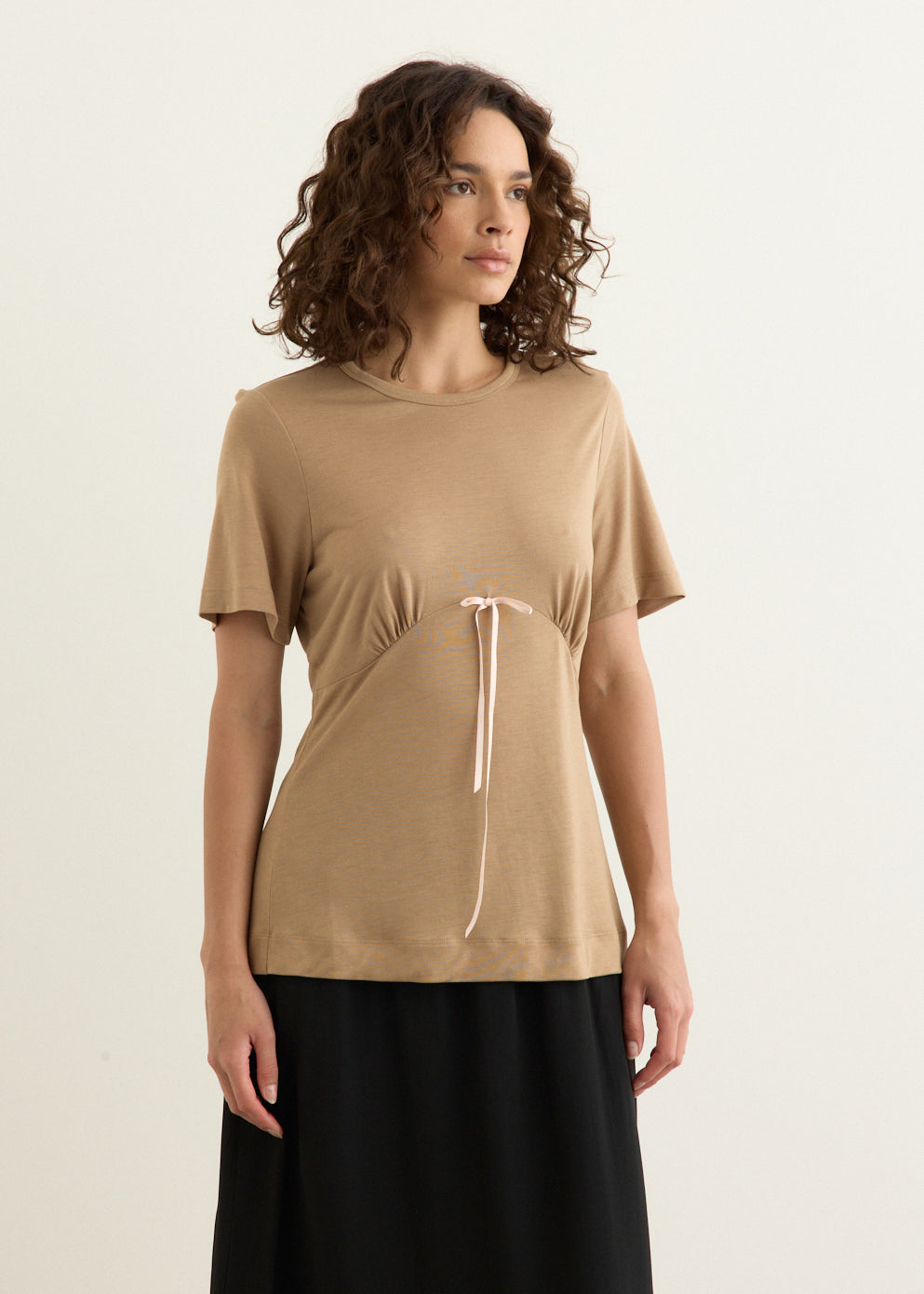 Gathered Bust Bow T-Shirt