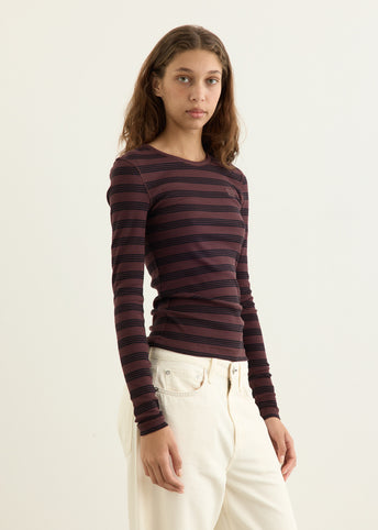 Soft Cotton Stripe Rib Longsleeve Top