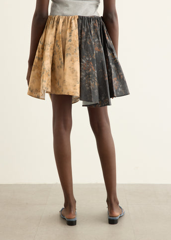 Printed Stretch Cotton Draped Mini Skirt