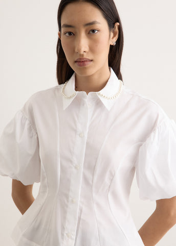 Cropped Ruffle Puff Sleeve Shirt
