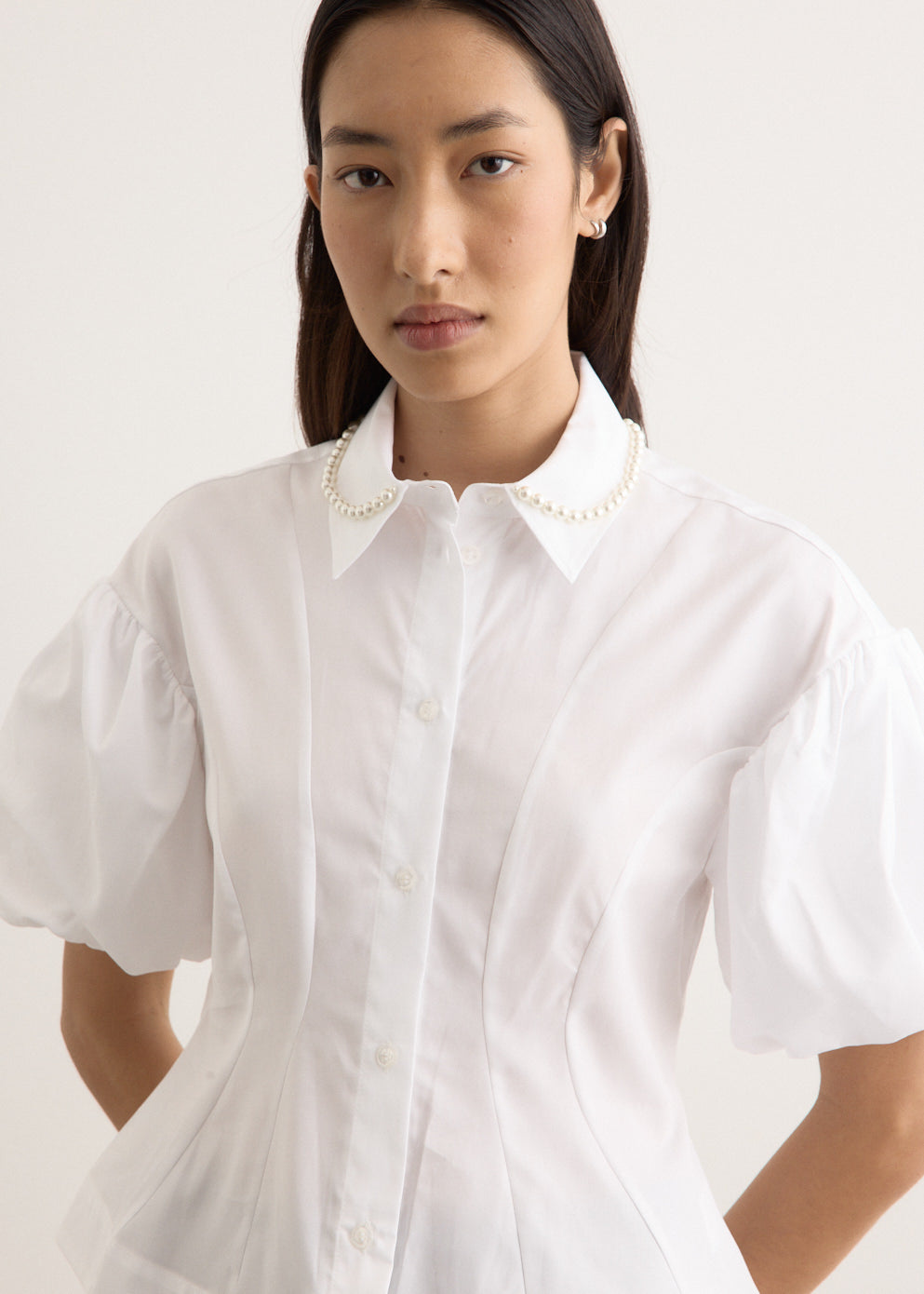 Cropped Ruffle Puff Sleeve Shirt