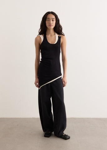 Ribbed Twisted Double Layer Tank Top