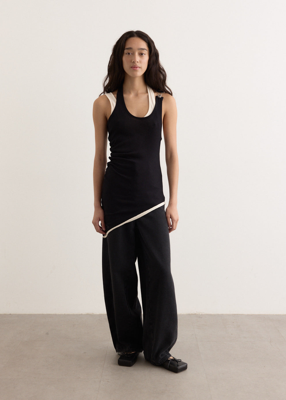 Ribbed Twisted Double Layer Tank Top