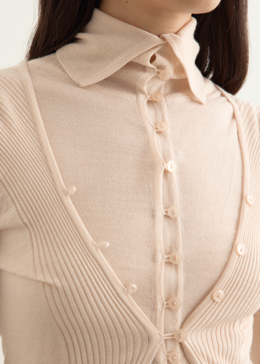 Layered Fitted Knit Cardigan