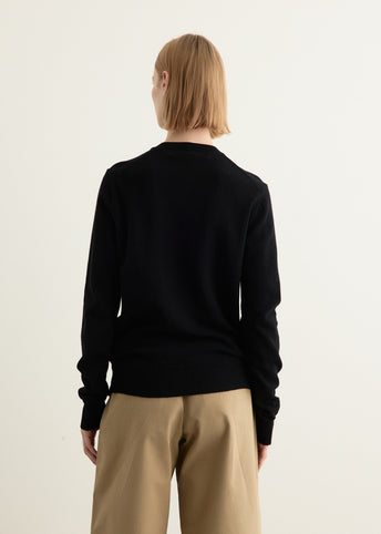 Red Emblem Heart Round Neck Cardigan